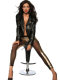 Leggings Metallic Look gold mit transparenten Netzeinsatz