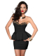 Bandeau Mini Kleid schwarz mit Rockteil