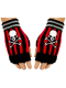 Fingerlose Handschuhe Totenkopf gestreift