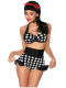 Rockabilly Style Push Up Bikini schwarz mit weißen Punkten