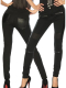 Stretchhose mit Lederimitat schwarz