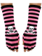 Fingerlose Stulpenhandschuhe rosa Streifen Totenkopf