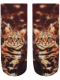 Sneaker Socken bedruckt Katze bunt