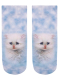 Sneaker Socken bedruckt Katzenbaby weiß