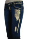 Damen Stiefel Jeans Hose mit goldenem Aufdruck