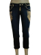 Damen Stiefel Jeans Hose mit goldenem Aufdruck