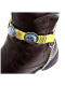 Leder Stiefelband gelb Blue Stones