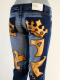Damen Jeanshose Stonewashed mit goldener Krone und Stickerei Gr. 40