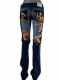 Damen Jeanshose Stonewashed mit goldener Krone und Stickerei Gr. 40