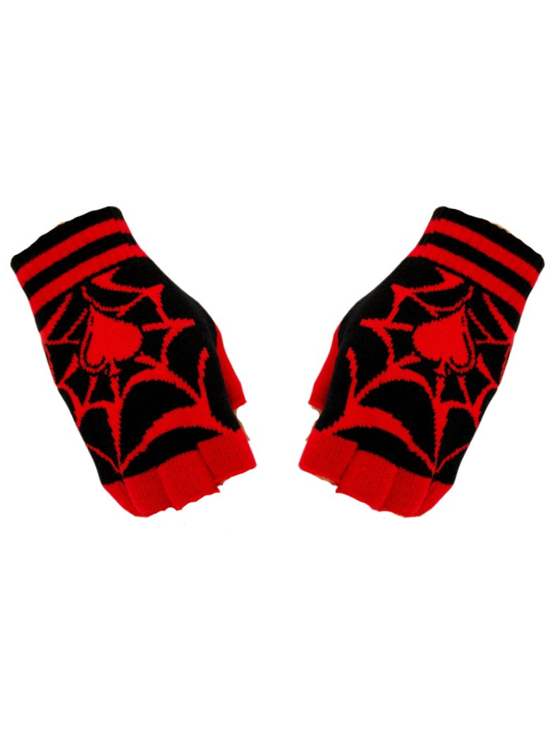 Spinnennetz Handschuhe Damen - Punk Fingerlose Hexenhandschuhe