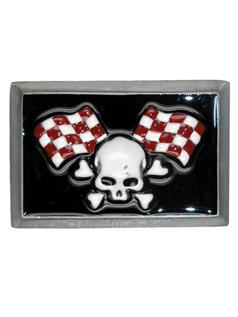 Totenkopf Gürtelschnalle Mit Skelett-Flügeln - Gothic Style Silber