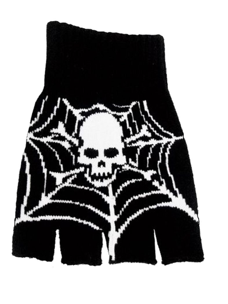 Fingerlose Handschuhe Skull mit Spinnennetz