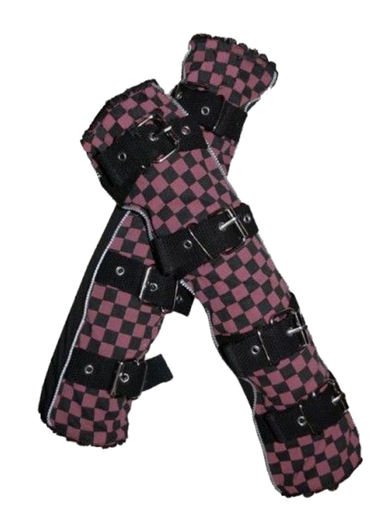 Armstulpen mit Schnalle pink kariert