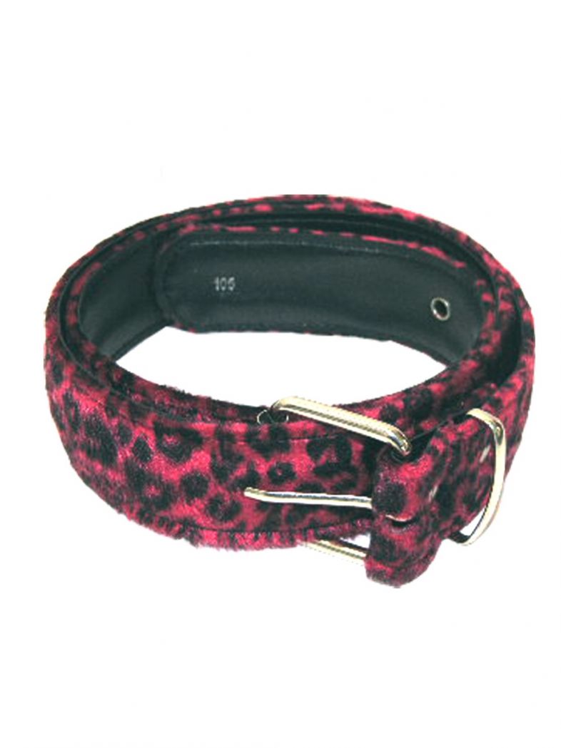 Gürtel mit Fell Leopard rot