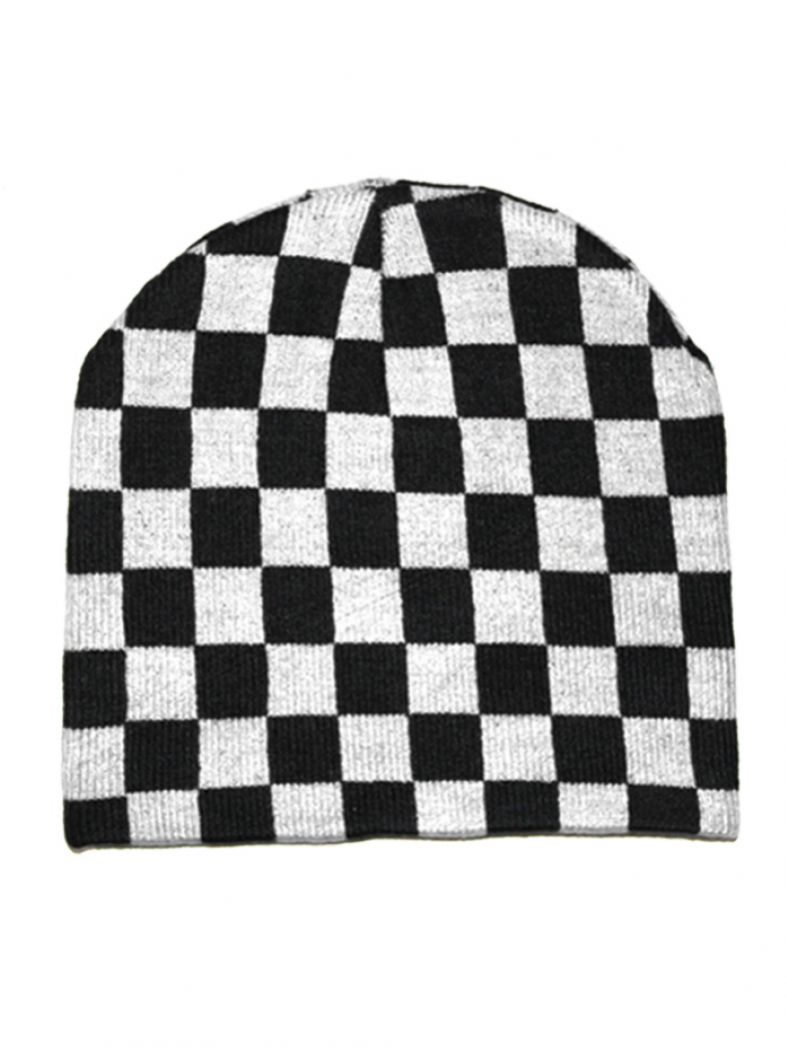 Beanie schwarz und weiß kariert