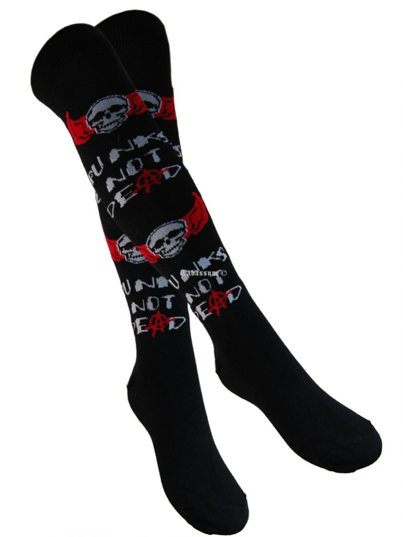 Overknees Punks not dead skull