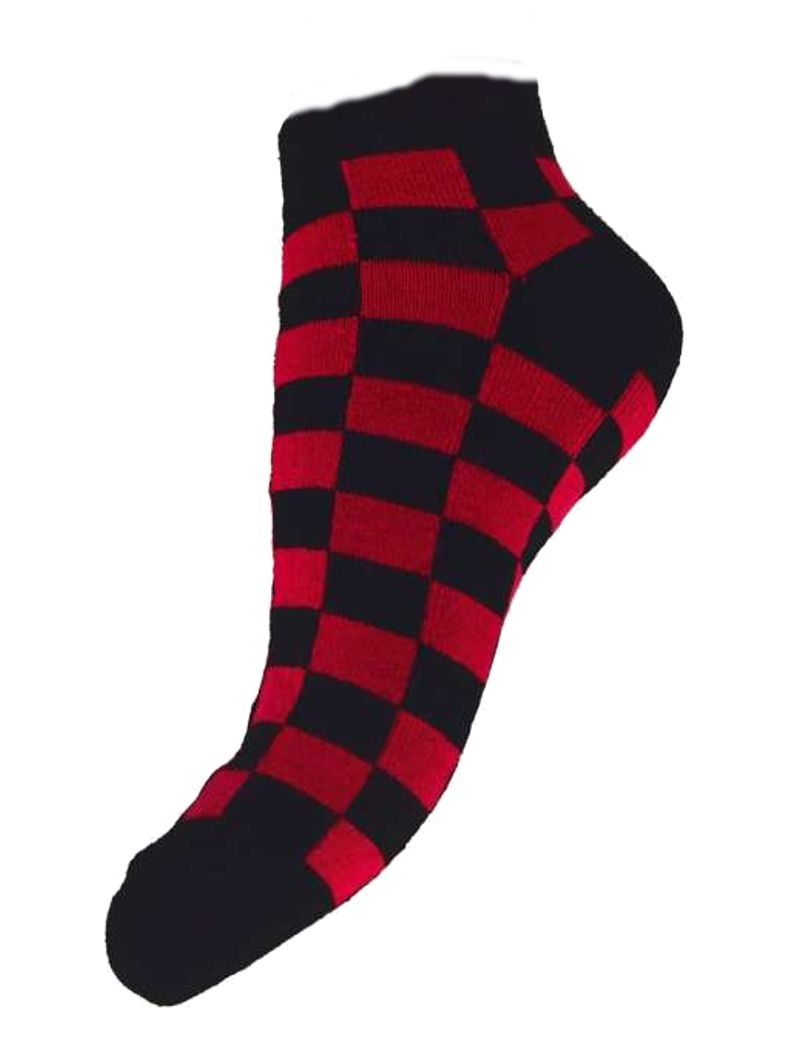 Sneaker Socken schwarz rot kariert