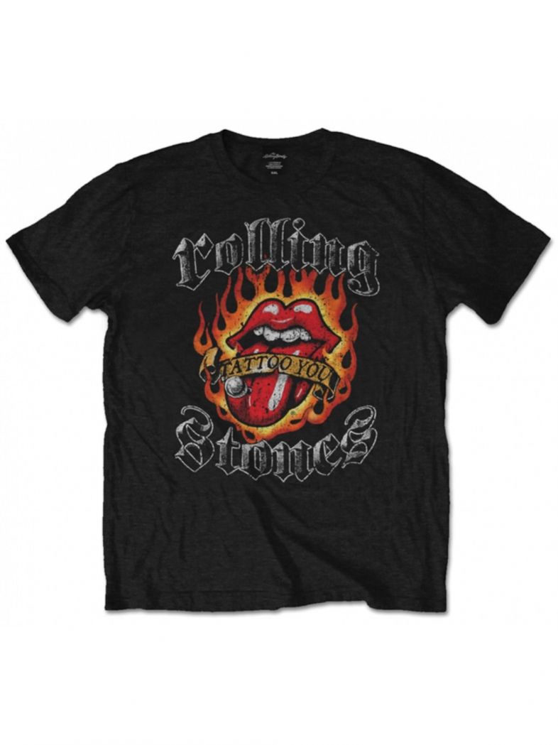 Rolling Stones T-Shirt Flaming Tattoo Tongue