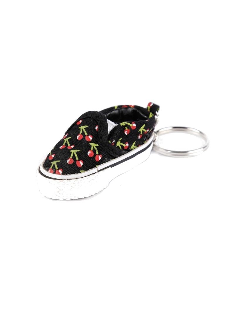 Schlüsselanhänger Schuh schwarz mit Kirschen