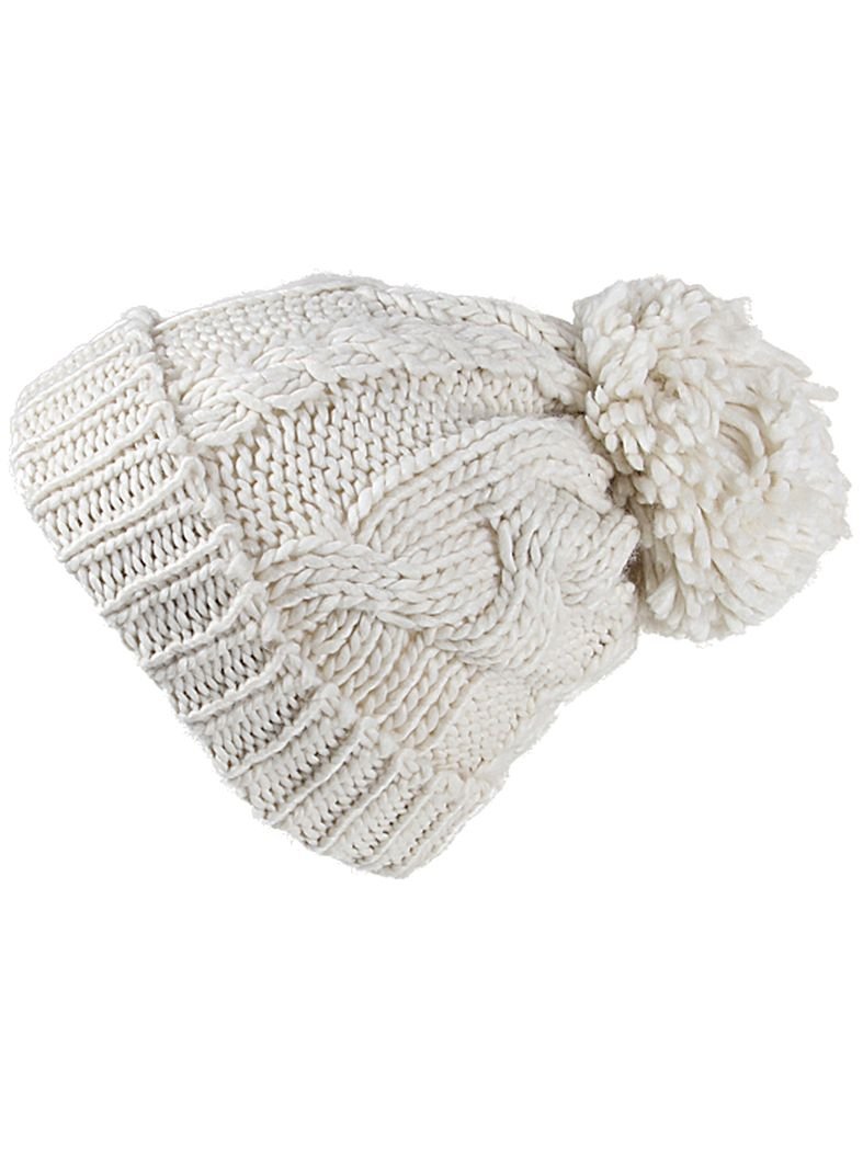 Slouch Long Winter Mütze weiß Bommel