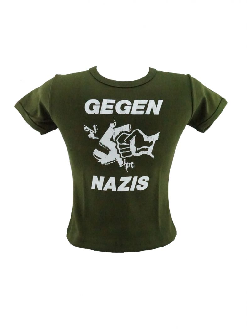 Kinder T-Shirt gegen Nazis oliv