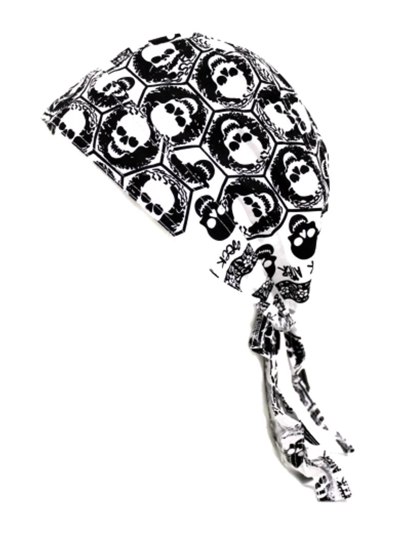 Black Tribal Bandana Cap - Totenkopf Bandana Mütze In Schwarz