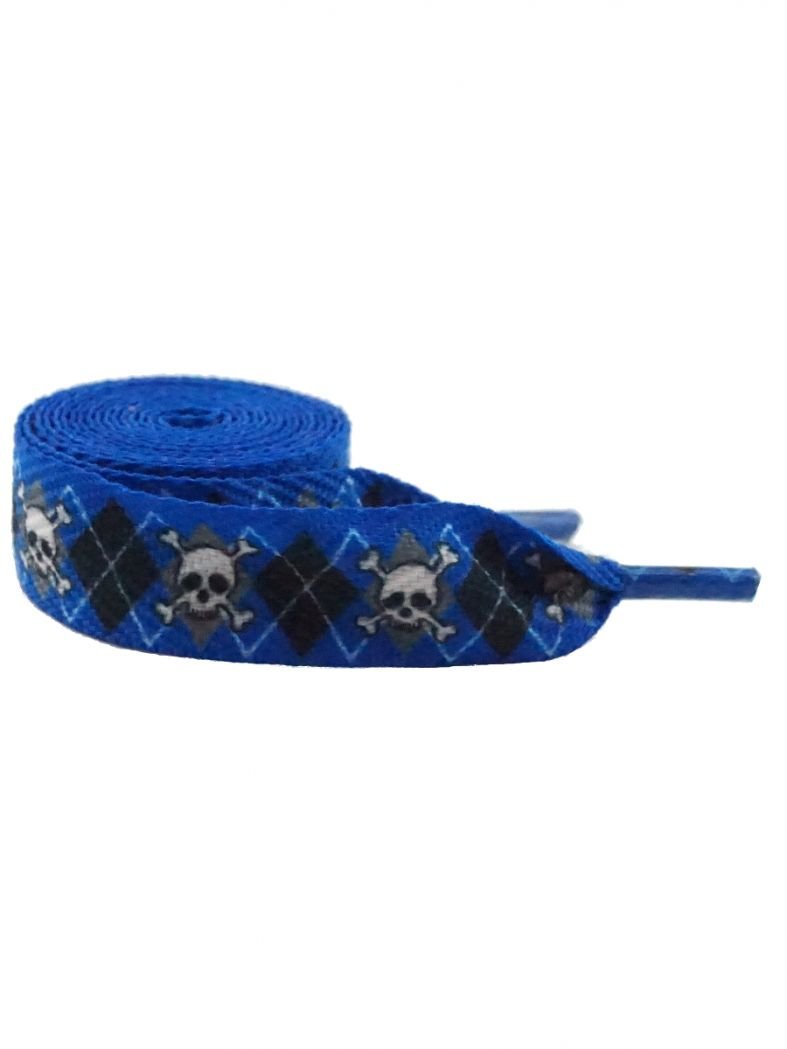 Schnürsenkel Skulls Karo schwarz blau breit