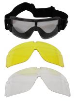 Schutzbrille Airsoft schwarz mit 2 Ersatzgläser