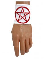 Schweißband Pentagramm weiß