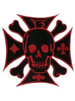 Aufbügler Skull Cross schwarz und rot