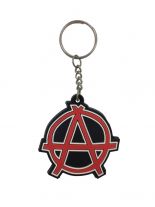 Schlüsselanhänger Anarchy schwarz rot aus Gummi