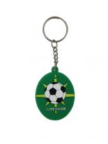 Schlüsselanhänger I Love Soccer grün aus Gummi