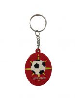Schlüsselanhänger I Love Soccer rot aus Gummi