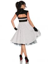Petticoat Rockabilly Kleid weiß mit Punkten und Schleife