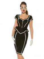 Rockabilly Pin-Up Vintage-Kleid schwarz weiß mit Gürtel