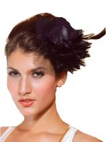 Haarschmuck Mini Hut schwarz mit Blume