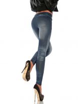 elastische Leggings in Jeans Style Optik blau Schmetterling
