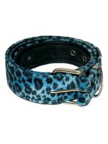 Gürtel mit Fell Leopard blau