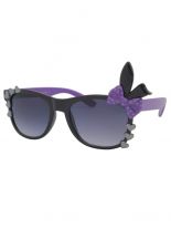 Sonnenbrille lila 50er Rockabilly Style mit Hasen Schleife und Herz