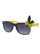 Sonnenbrille gelb 50er Rockabilly Style mit Hasen Schleife und Herz