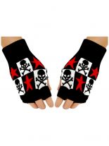 Fingerlose Handschuhe Sterne und Totenköpfe