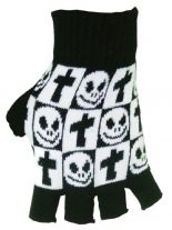 Fingerlose Handschuhe Totenkopf Smiley