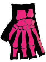 Fingerlose Handschuhe Skelett Hand pink