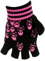 Fingerlose Handschuhe Totenköpfe pink