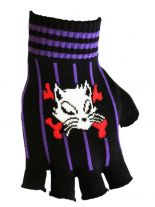 Fingerlose Handschuhe Skull Cat