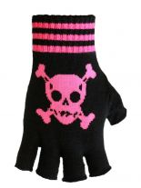 Fingerlose Handschuhe Totenkopf pink schwarz