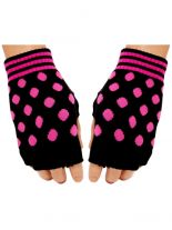 Fingerlose Handschuhe Punkte pink