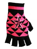 Fingerlose Handschuhe Stern kariert pink