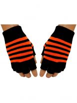 Fingerlose Handschuhe Neon Orange gestreift