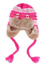 Tschapka Wintermütze mit Kunstfell rosa